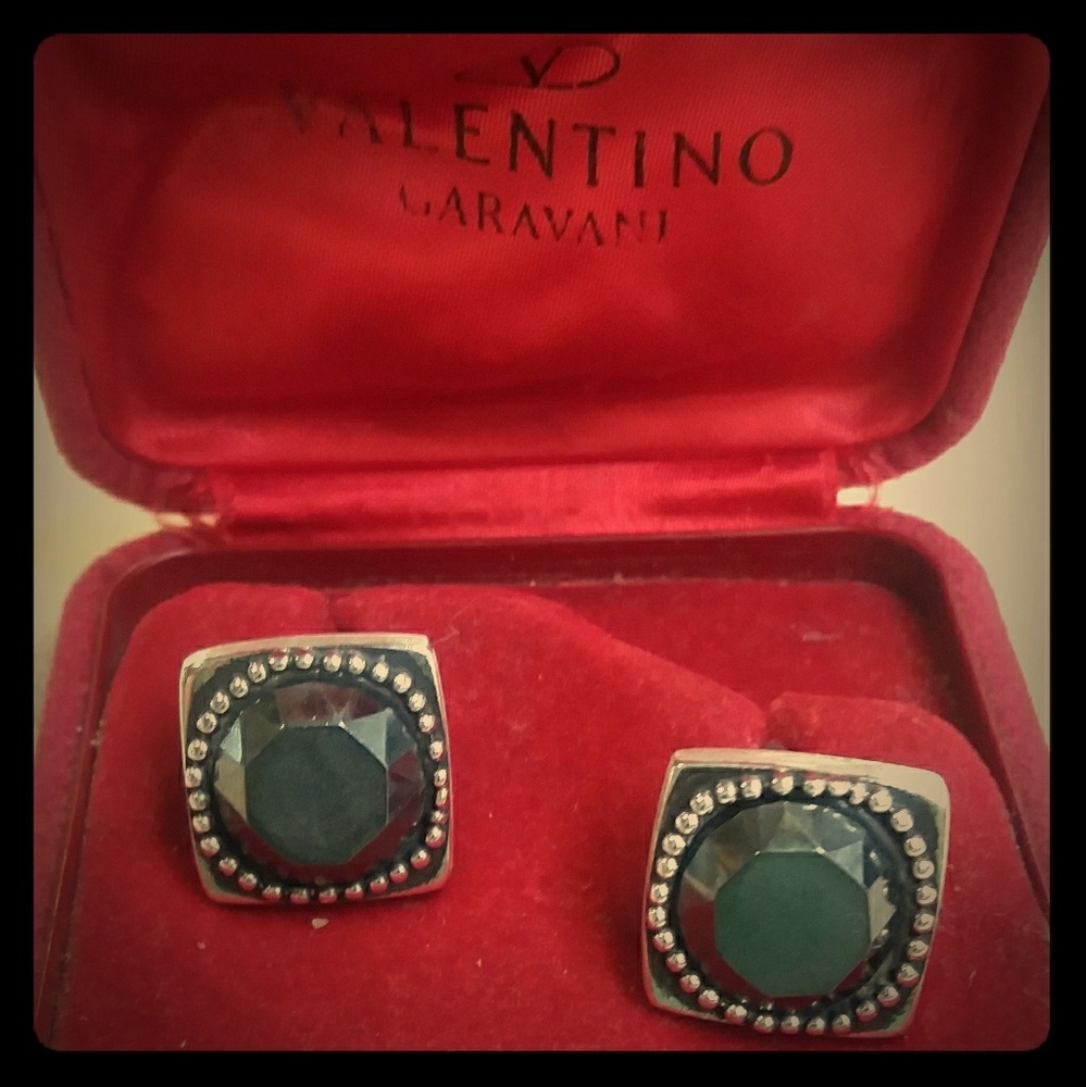 Valentino marcasite set in sterling cuff links
